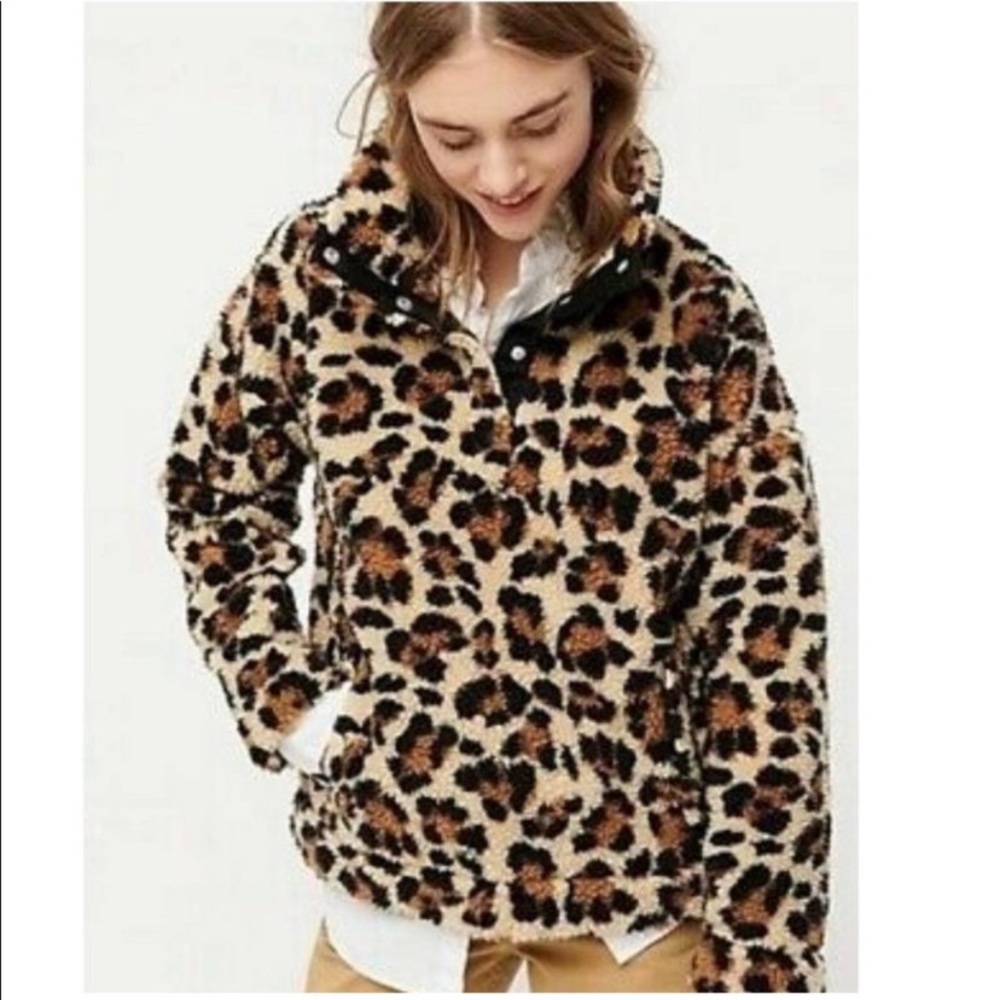 J.crew vintage leopard fleece size m, animal print